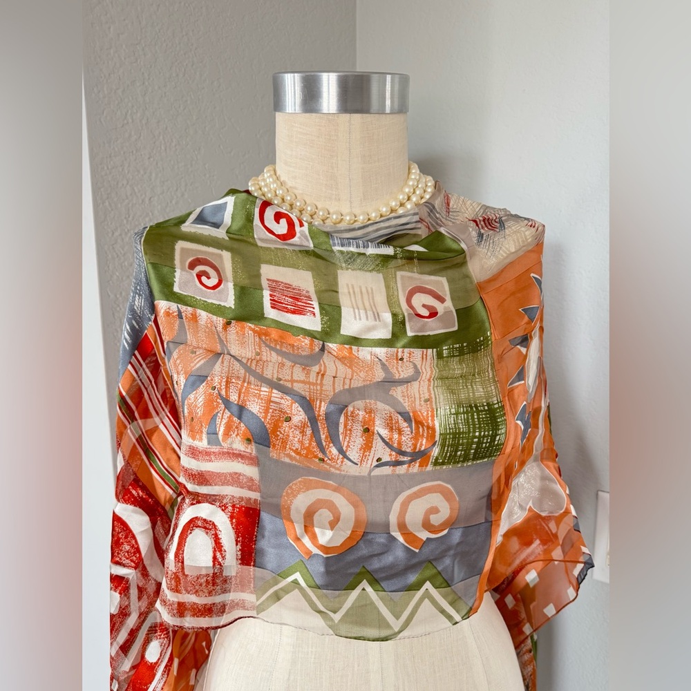 100% Silk Hiroko Kapp Scarf 60”x17”